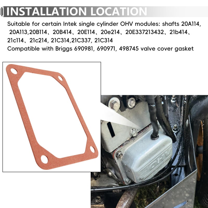 أغطية الروك Indanpow 690971 المتوافقة مع Briggs & Stratton، تحل محل حشية غطاء الصمام 273486 475-452 (5 قطع) - Image 4